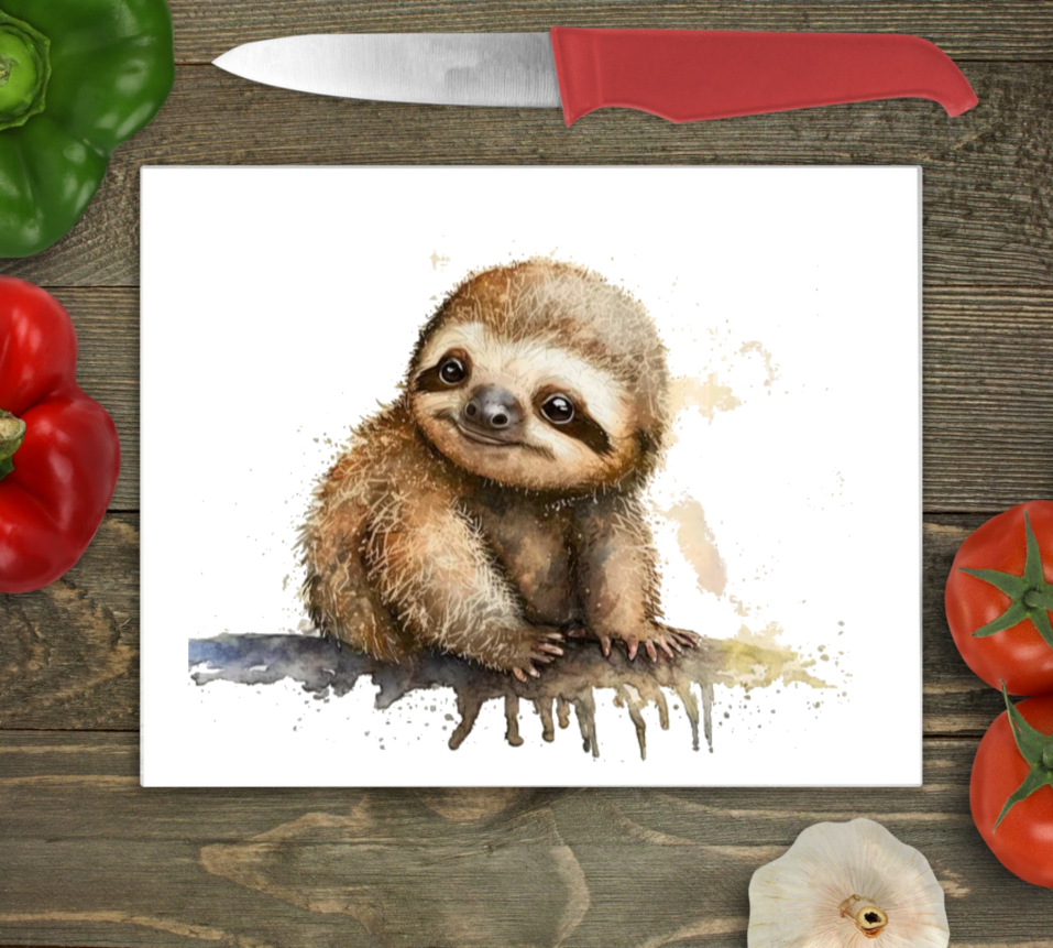 Sloth Glass Chopping Board, Sloth Glass Chopping Board